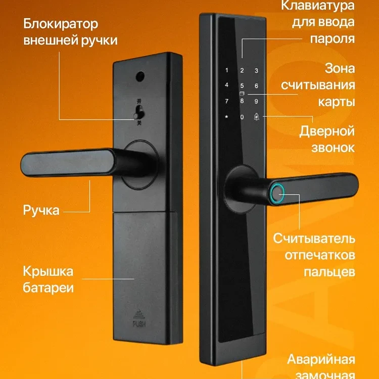 Умный биометрический электронный замок с отпечатком пальца SAFEBURG SMART N2-85 4